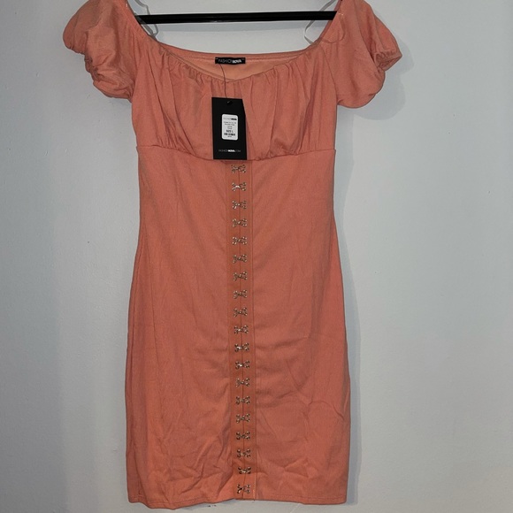 Peach off Shoulder Dress - Picture 8 of 11